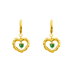 Fashion Hollow CZ Double Heart 925 Sterling Silver Earrings