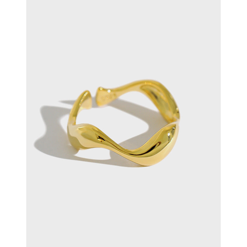 Minimalist Stacked Silver Ring - S925 Irregular Wavy Design