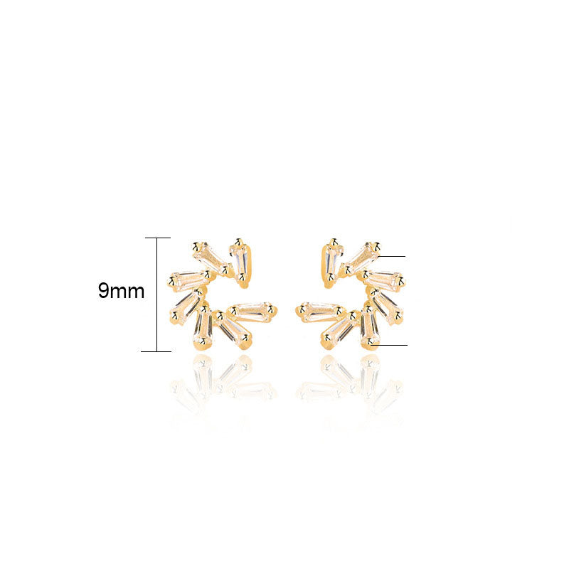 Elegant CZ Flower 925 Sterling Silver Stud Earrings