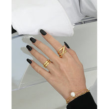 Fashion Triple Lines Cross 925 Sterling Silver Adjustable Ring