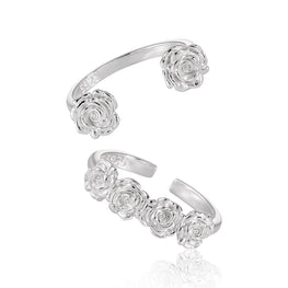 Adjustable 925 Sterling Silver Rose Flower Ring