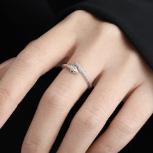 Adjustable Green CZ Eyes Snake Ring in 925 Sterling Silver