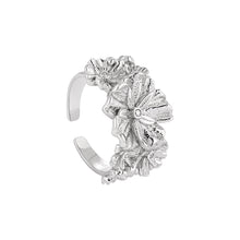 Women Beautiful CZ Flower Adjustable Ring in 925 Sterling Silver