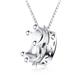 Elegant Crown White CZ Pendant in Solid 925 Sterling Silver