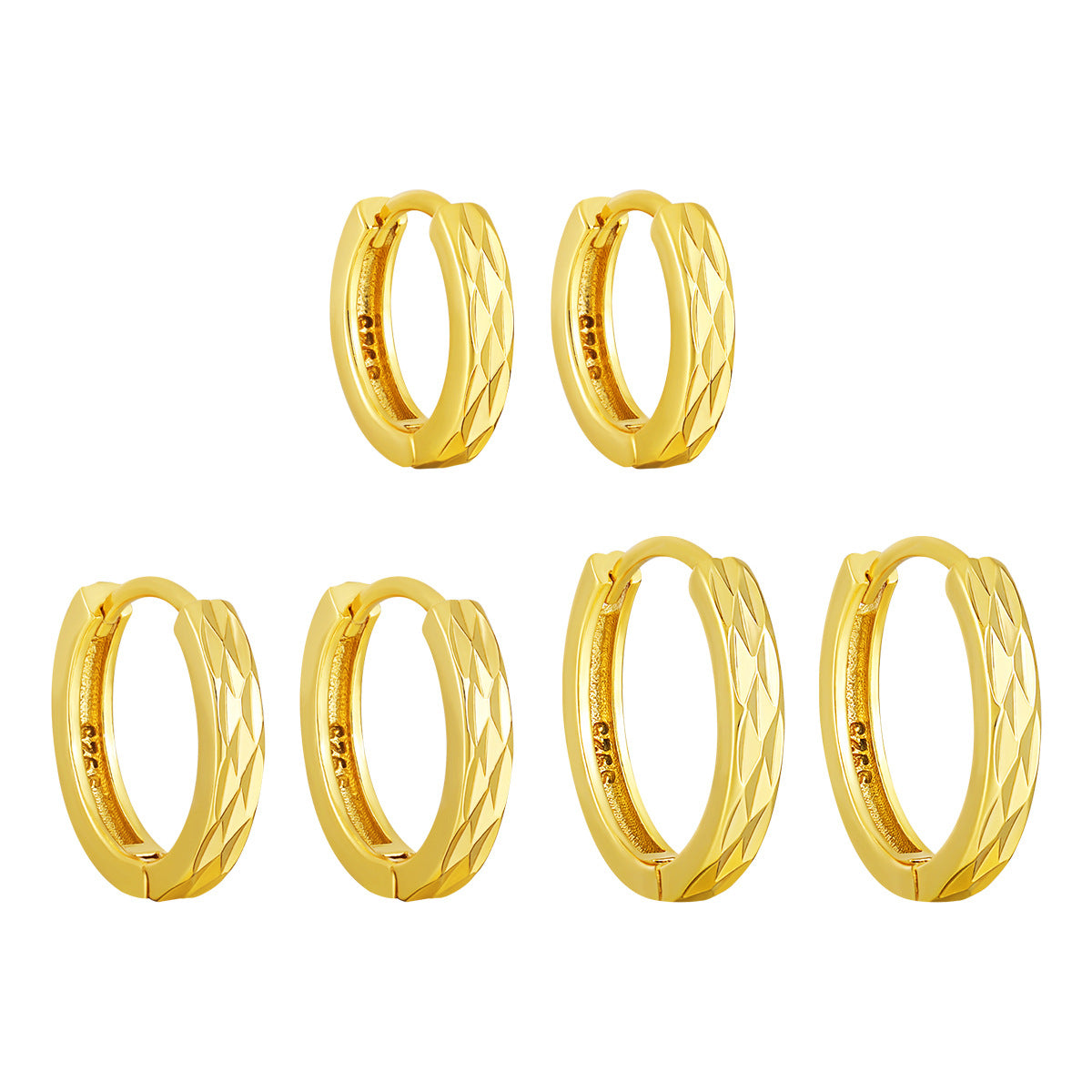 Simple Rhombus Pattern 925 Sterling Silver Hoop Earrings