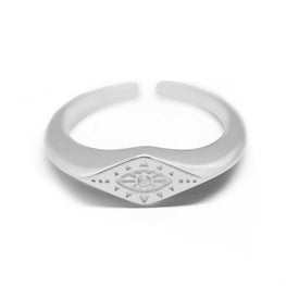 Zircon-Encrusted God's Eye & Six Pointed Star Sterling Silver Ring