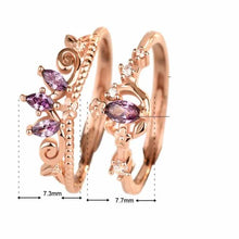 Elegant Adjustable Purple CZ Crown Ring in 925 Sterling Silver