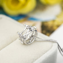 Elegant Crown White CZ Pendant in Solid 925 Sterling Silver