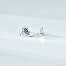 Women’s Blue CZ Rose Flower Bouquet 925 Sterling Silver Stud Earrings