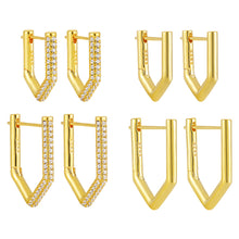 Office CZ Geometry Pentagon 925 Sterling Silver Hoop Earrings