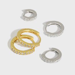 Casual Mini Geometry CZ Circle Huggie Hoop Earrings