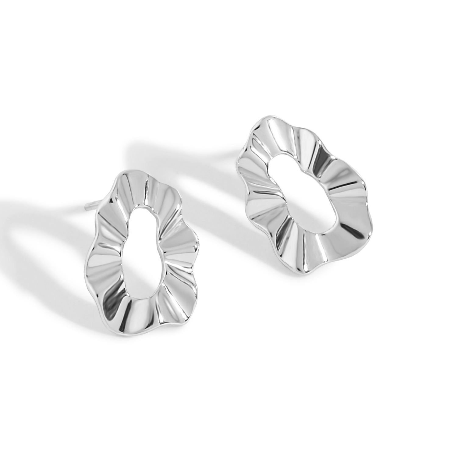 Geometry Hollow Round Wave 925 Sterling Silver Stud Earrings