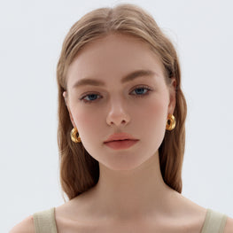Exaggerated Hollow Chunky Twisted 999 Sterling Silver Hoop Earrings