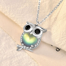 Natural Moonstone Owl Necklace in 925 Sterling Silver