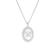Anniversary Oval Butterfly 925 Sterling Silver Necklace