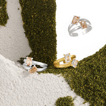 Geometry Double Layer Baguette CZ Adjustable Ring