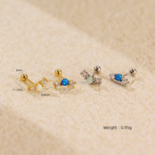 Natural Opal 925 Sterling Silver CZ Stud Earrings