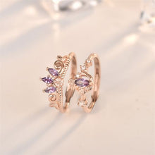 Elegant Adjustable Purple CZ Crown Ring in 925 Sterling Silver