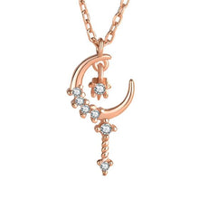 Crescent Moon Fairy Wand Necklace in 925 Sterling Silver
