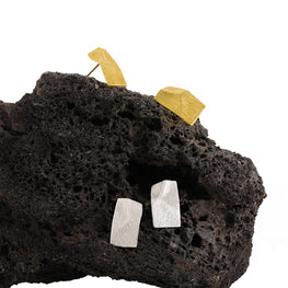 Irregular Rectangle 925 Sterling Silver Stud Earrings