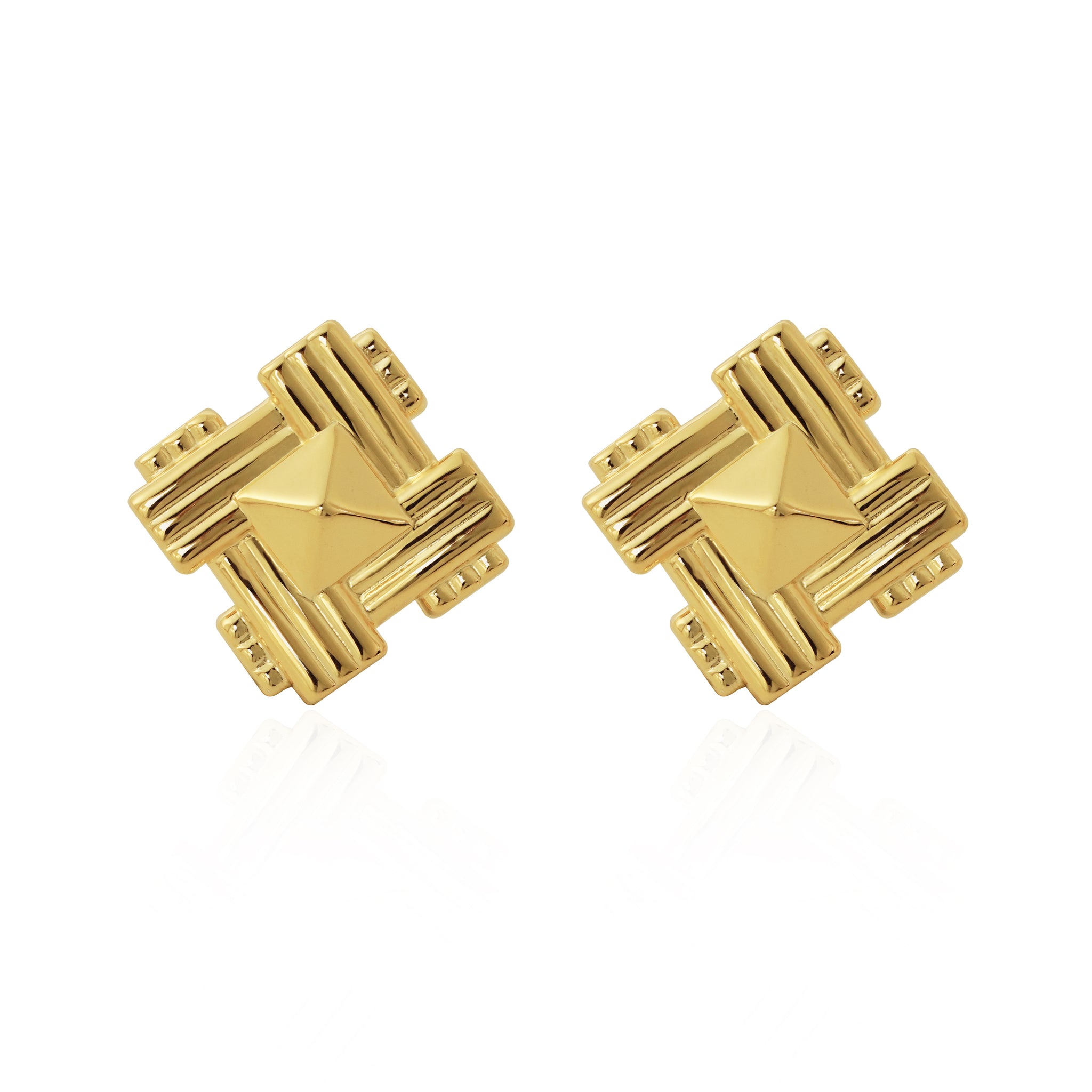 Chunky Electroforming Geometry Sterling Silver Stud Earrings