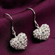 Trendy Elegant Heart Hook Earrings in 925 Sterling Silver