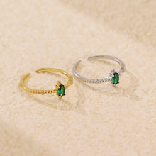 Adjustable Elegant Green Oval CZ Ring in 925 Sterling Silver