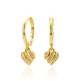 Luxury Micro Setting CZ Heart Earrings in 925 Sterling Silver