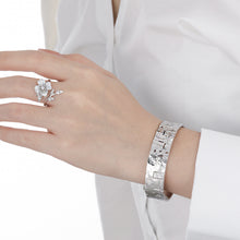 Adjustable 925 Sterling Silver Rose Flower Ring with Cubic Zirconia