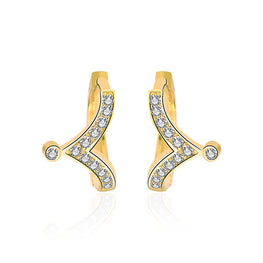 Mini CZ V Shape Crown 925 Sterling Silver Hoop Earrings
