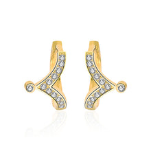 Mini CZ V Shape Crown 925 Sterling Silver Hoop Earrings