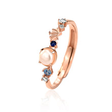 Elegant Shell Pearl Mermaid Tail Adjustable Ring in 925 Silver