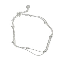 S925 Pure Silver Double Layered Bead Chain Ankle Bracelet