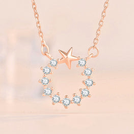 Starlit Elegance 925 Sterling Silver CZ Garland Necklace