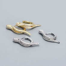 Modern CZ Snake 925 Sterling Silver Hoop Earrings