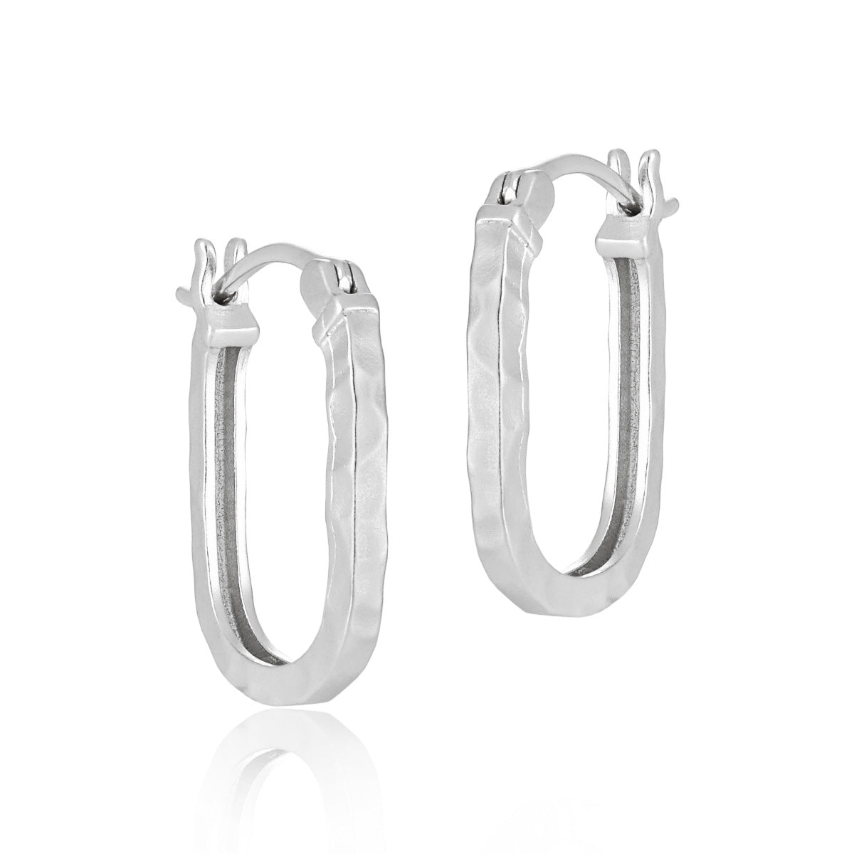 Classic Irregular U Shape 925 Sterling Silver Hoop Earrings