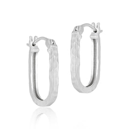 Classic Irregular U Shape 925 Sterling Silver Hoop Earrings