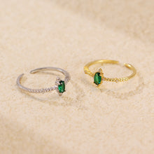 Elegant Green Oval CZ Adjustable Ring in 925 Sterling Silver