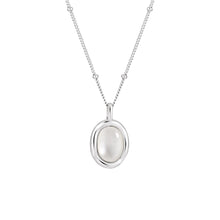 Women’s Oval Natural White Shell 925 Sterling Silver Necklace