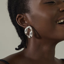 Trendy 999 Pure Silver Geometry Extra Large Stud Earrings