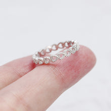 925 Sterling Silver Anniversary Hollow Love Heart Ring