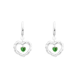 Fashion Hollow CZ Double Heart 925 Sterling Silver Earrings