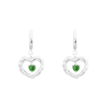 Fashion Hollow CZ Double Heart 925 Sterling Silver Earrings