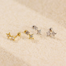 Office Shining CZ Star 925 Sterling Silver Screw Dangling Earrings