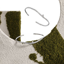 Simple Irregular CZ Wave 925 Sterling Silver Open Bangle