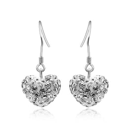 Trendy Elegant Heart Hook Earrings in 925 Sterling Silver