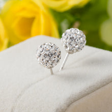 925 Sterling Silver CZ Pave Ball Stud Earrings