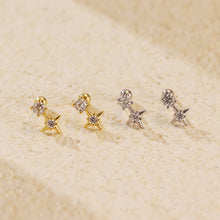 Office Shining CZ Star 925 Sterling Silver Screw Dangling Earrings