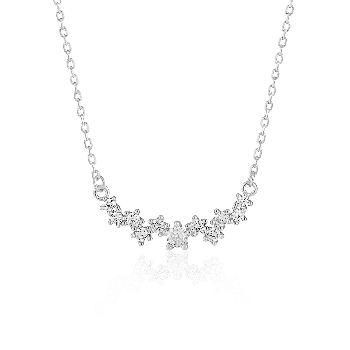 Women Irregular CZ 925 Sterling Silver Necklace