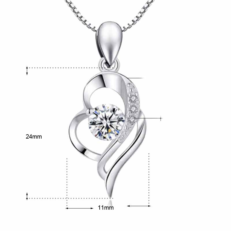 Girl CZ Hollow Heart Love Pendant in 925 Sterling Silver